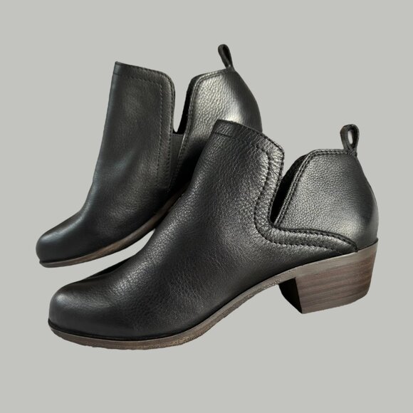 Lucky Brand Bollo Booties Ankle Boots 8M 38.5 Black Slip-on Pull-on - Picture 1 of 15
